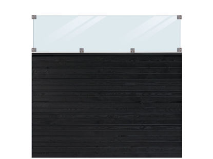 Plus Plank Profilzaun mit Glas und Fichte schwarz 174 x 163 cm