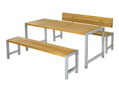 Plus Plankengarnitur 186 cm mit Tisch + 2 Bänke und 1 Rückenlehne Lärche