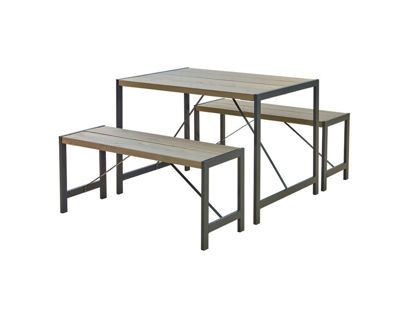 Plus Funkis Garnitur 1 Tisch und 2 Bänke 103 cm graubraun