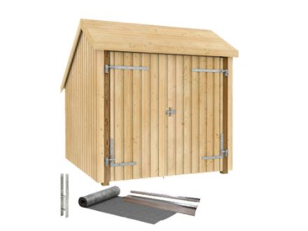 Zeige Details für Plus Fahrradunterstand unbehandelt mit Doppeltür - Dachpappe - Aluleiste - Pfostenträger Bild von Plus Fahrradunterstand unbehandelt mit Doppeltür - Dachpappe - Aluleiste - Pfostenträger