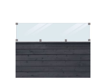 Plus Klink Profilzaun schwarz mit Glaselement 174 x 125 cm Plus Klink Profilzaun schwarz mit Glaselement 174 x 125 cm