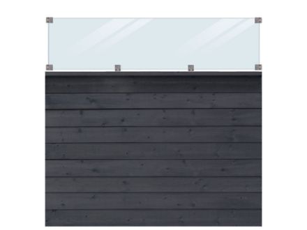 Plus Klink Profilzaun schwarz mit Glaselement 174 x 163 cm Plus Klink Profilzaun schwarz mit Glaselement 174 x 163 cm