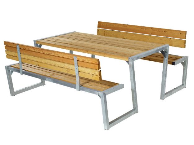 Picture of Plus Zigma Picknicktisch mit 2 Rückenlehnen Lärche unbehandelt 176 cm