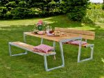 Picture of Plus Zigma Picknicktisch mit 2 Rückenlehnen Lärche unbehandelt 176 cm
