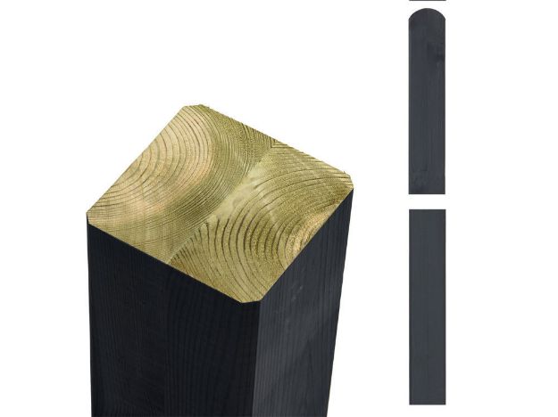 Picture of Plus Premium Leimholzpfosten Rundkopf NTR-A 9 x 9 x 128 cm anthrazit