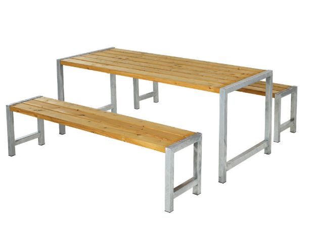 Bild von Plus Plankengarnitur 186 cm mit Tisch und 2 Bänken Lärche