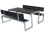 Plus Zigma Picknicktisch mit 2 Rückenlehnen schwarz 176 cm