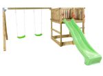 Plus Play Spielturm mit Schaukelbalken und grüner Rutsche 460 x 395 x 200 cm