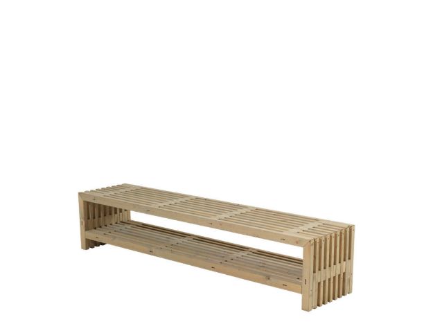Plus Rustik Trallebank mit Schuhregal Kiefer-Fichte treibholzfarben 218 cm