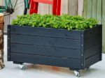 Bild von Plus rollbarer Pflanzkasten mit Spalier schwarz 88 x 48 x 105 cm