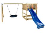 Plus Play Spielturm mit Schaukelbalken und blauer Rutsche 460 x 395 x 200 cm