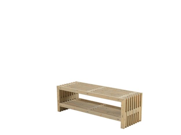 Plus Rustik Trallebank mit Schuhregal Kiefer-Fichte treibholzfarben 138 cm