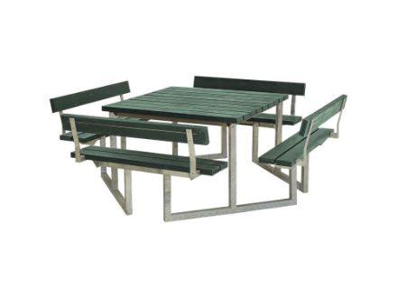 Plus Twist Sitzgruppe Picknicktisch mit 4 Rückenlehnen Retex Upcycling grün 227 cm Plus Twist Sitzgruppe Picknicktisch mit 4 Rückenlehnen Retex Upcycling grün 227 cm