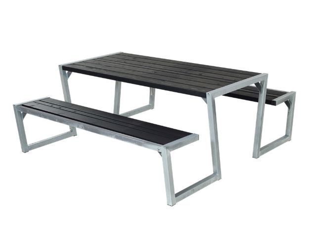 Plus Zigma Picknicktisch Kiefer-Fichte schwarz 176 cm