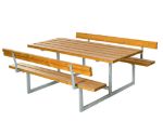 Plus Basic Picknicktisch mit 2 Rückenlehnen Lärche unbehandelt 177 x 184 cm