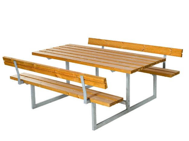 Plus Basic Picknicktisch mit 2 Rückenlehnen Lärche unbehandelt 177 x 184 cm