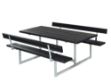 Plus Basic Picknicktisch mit 2 Rückenlehnen Kiefer-Fichte schwarz 177 x 184 cm