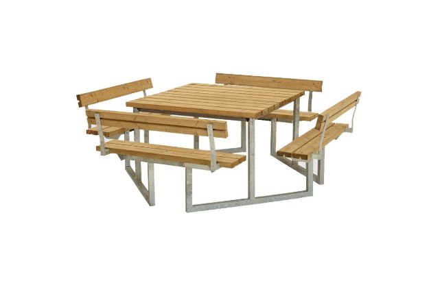 Plus Twist Sitzgruppe Picknicktisch mit 4 Rückenlehnen Lärche unbehandelt 227 cm