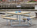 Bild von Plus Twist Sitzgruppe Picknicktisch mit 4 Rückenlehnen Lärche unbehandelt 227 cm