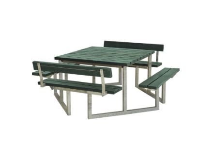 lus Twist Sitzgruppe Picknicktisch mit 2 Rückenlehnen Retex Upcycling grün 204 cm lus Twist Sitzgruppe Picknicktisch mit 2 Rückenlehnen Retex Upcycling grün 204 cm