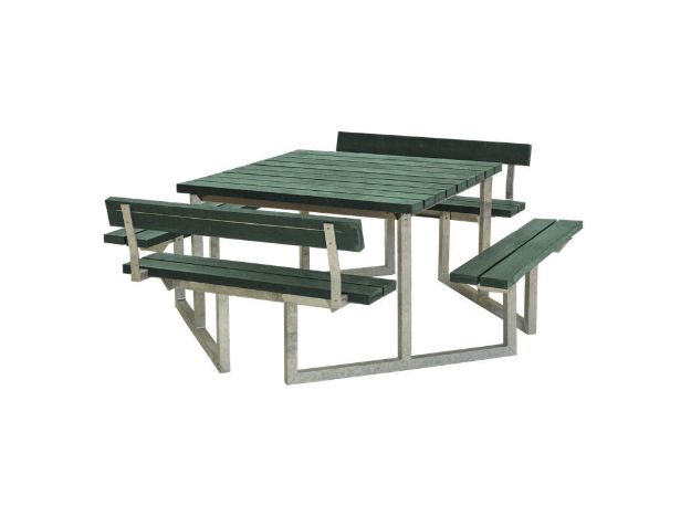 lus Twist Sitzgruppe Picknicktisch mit 2 Rückenlehnen Retex Upcycling grün 204 cm