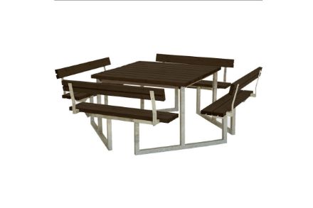 Plus Twist Sitzgruppe Picknicktisch Kiefer-Fichte mit 4 Rückenlehnen schwarz 227 cm Plus Twist Sitzgruppe Picknicktisch Kiefer-Fichte mit 4 Rückenlehnen schwarz 227 cm