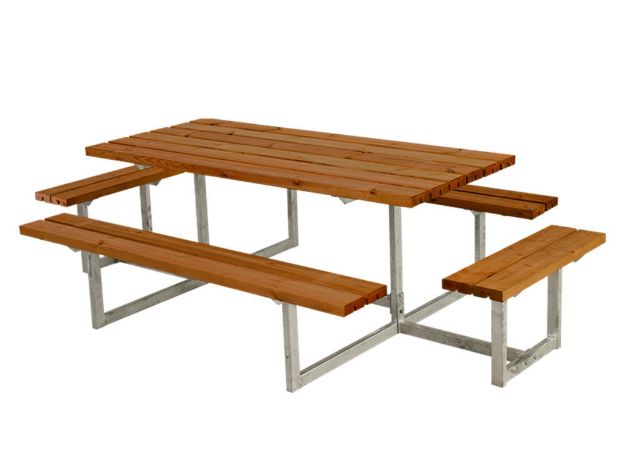 Plus Basic Picknicktisch mit 2 Ergänzungen teakfarben 260 x 160 x 73 cm