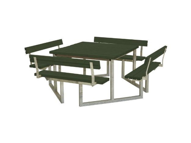 Plus Twist Sitzgruppe Picknicktisch Kiefer-Fichte mit 4 Rückenlehnen grün 227 cm