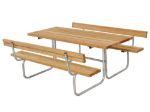 Plus Classic Picknicktisch mit 2 Rückenlehnen Lärche unbehandelt 177 x 177 cm