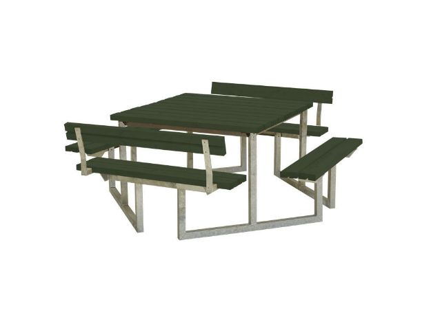 Plus Twist Sitzgruppe Picknicktisch Kiefer-Fichte mit 2 Rückenlehnen grün 204 cm