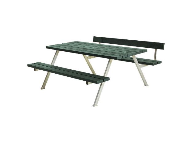 Plus Alpha Picknicktisch mit 1 Rückenlehne Retex Upcycling grün 177 x 173 x 73 cm