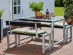 Plus Cafétisch Kiefer-Fichte 127 cm Outdoor Tisch Ambiente Service Variante in schwarz an Wohnheimterrasse