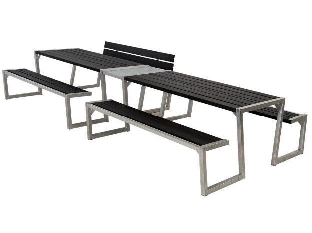 Plus Zigma Picknicktisch mit Verbindungsmodul Kiefer-Fichte schwarz 392 cm 