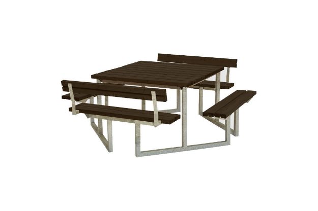Plus Twist Sitzgruppe Picknicktisch Kiefer-Fichte mit 2 Rückenlehnen schwarz 204 cm