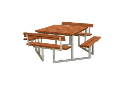 Plus Twist Sitzgruppe Picknicktisch Kiefer-Fichte mit 2 Rückenlehnen teakfarben 204 cm Plus Twist Sitzgruppe Picknicktisch Kiefer-Fichte mit 2 Rückenlehnen teakfarben 204 cm