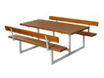 Plus Basic Picknicktisch mit 2 Rückenlehnen teakfarben 177 x 184 x 73 cm 