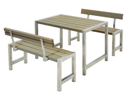 Plus Cafégarnitur mit 2 Rückenlehnen Kiefer-Fichte graubraun 127 cm Plus Cafégarnitur mit 2 Rückenlehnen Kiefer-Fichte graubraun 127 cm