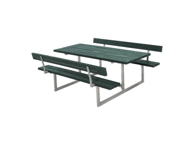 Plus Basic Picknicktisch mit 2 Rückenlehnen Retex Upcycling grün 177 x 184 cm Gastronomie