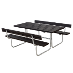 Plus Classic Picknicktisch mit 2 Rückenlehnen Kiefer-Fichte schwarz 177 x 177 cm