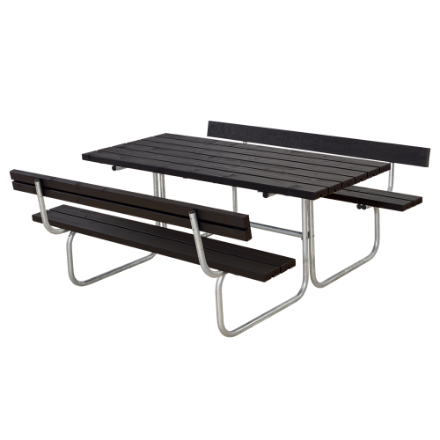 Plus Classic Picknicktisch mit 2 Rückenlehnen Kiefer-Fichte schwarz 177 x 177 cm Plus Classic Picknicktisch mit 2 Rückenlehnen Kiefer-Fichte schwarz 177 x 177 cm