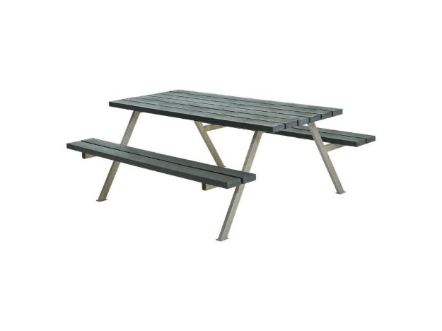 Plus Alpha Picknicktisch Retex Upcycling grau 177 x 161 x 73 cm 