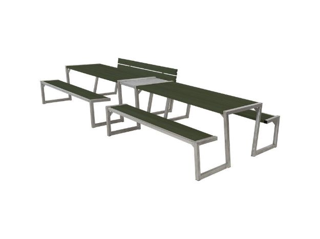 Plus Zigma Picknicktisch mit Verbindungsmodul Kiefer-Fichte grün 392 cm