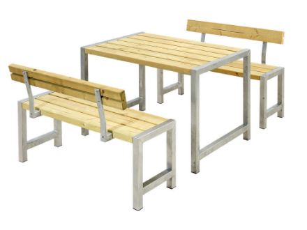 Plus Cafégarnitur mit 2 Rückenlehnen Kiefer-Fichte druckimprägniert 127 cm  Plus Cafégarnitur mit 2 Rückenlehnen Kiefer-Fichte druckimprägniert 127 cm