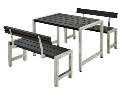 Plus Cafégarnitur mit 2 Rückenlehnen Kiefer-Fichte schwarz 127 cm  Plus Cafégarnitur mit 2 Rückenlehnen Kiefer-Fichte schwarz 127 cm