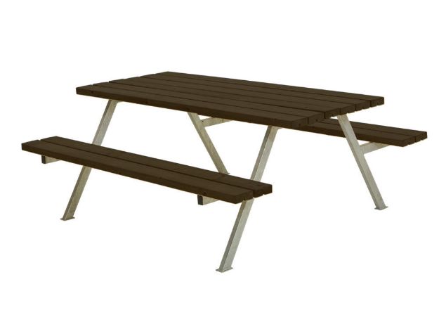 Plus Alpha Picknicktisch Kiefer-Fichte schwarz 177 x 161 x 73 cm