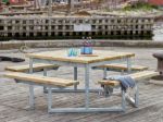 Picture of Plus Twist seating group picnic table grey-brown 204 cm