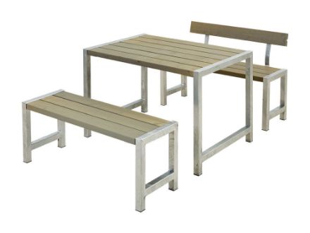 Plus Cafégarnitur mit 1 Rückenlehne Kiefer-Fichte graubraun 127 cm Plus Cafégarnitur mit 1 Rückenlehne Kiefer-Fichte graubraun 127 cm