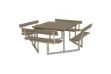 Plus Twist Sitzgruppe Picknicktisch mit 4 Rückenlehnen Kiefer-Fichte graubraun 227 cm
