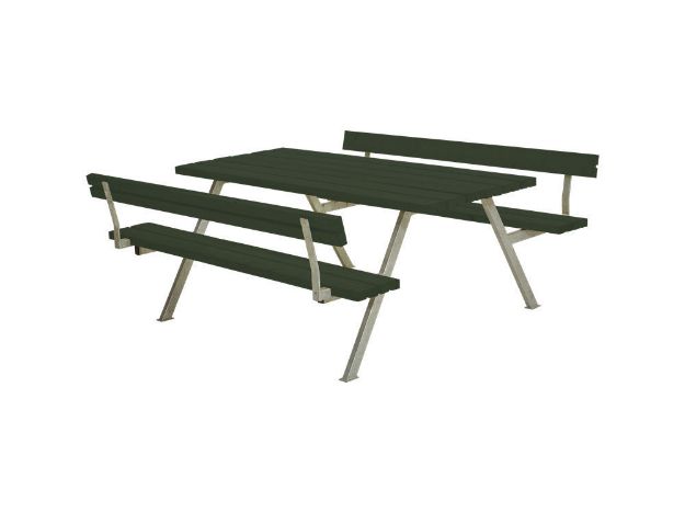 Plus Alpha Picknicktisch mit 2 Rückenlehnen Kiefer-Fichte grün 177 x 185 x 73 cm 