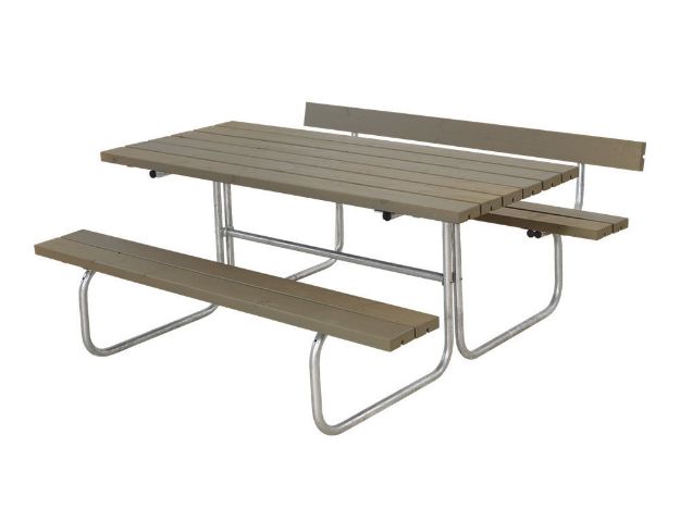 Plus Classic Picknicktisch mit 1 Rückenlehne Kiefer-Fichte graubraun 177 x 166 cm